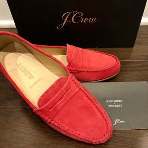NEW: J. Crew Suede Loafers — Womens Size 7 RED